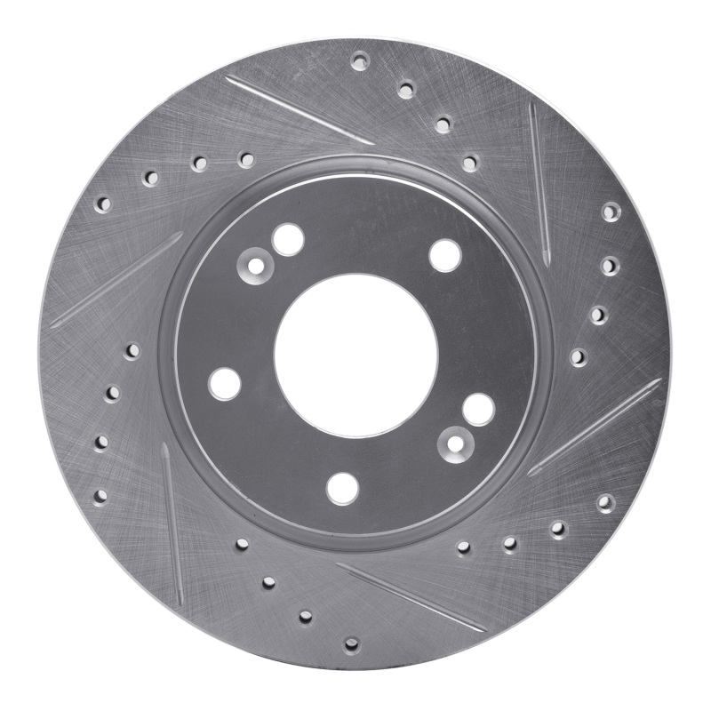 R1 07-10 Hyundai Elantra Front Right Drilled & Slotted Silver Brake Rotor