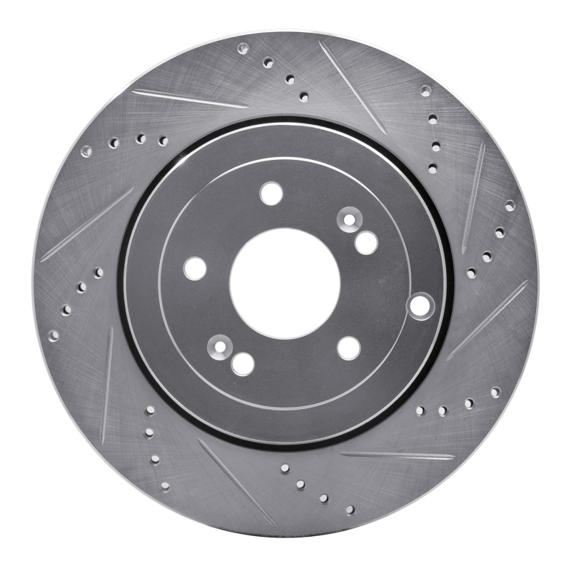 R1 10-16 Hyundai Genesis Coupe Rear Right Drilled & Slotted Silver Brake Rotor
