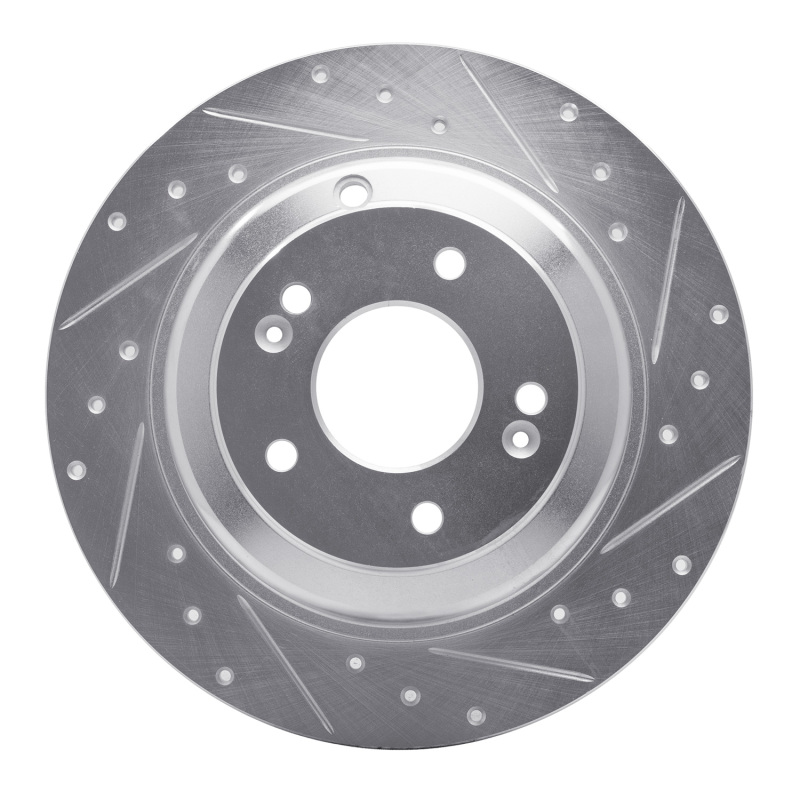 R1 10-16 Hyundai Genesis Coupe Rear Right Drilled & Slotted Silver Brake Rotor