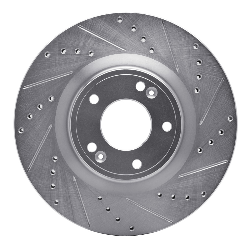 R1 10-16 Hyundai Genesis Coupe Front Right Drilled & Slotted Silver Brake Rotor