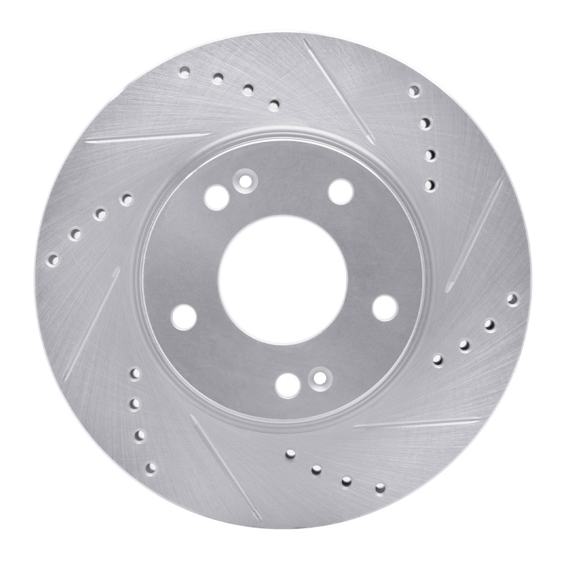 R1 01-05 Hyundai SANTA FE Front Right Drilled & Slotted Silver Brake Rotor