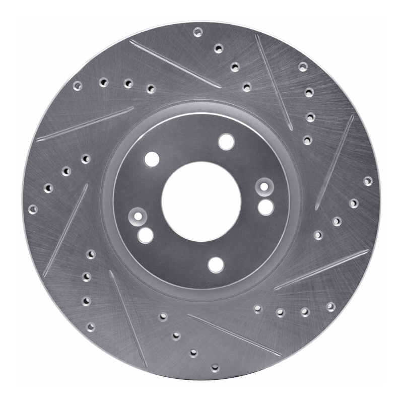 R1 07-12 Hyundai Veracruz Front Right Drilled & Slotted Silver Brake Rotor