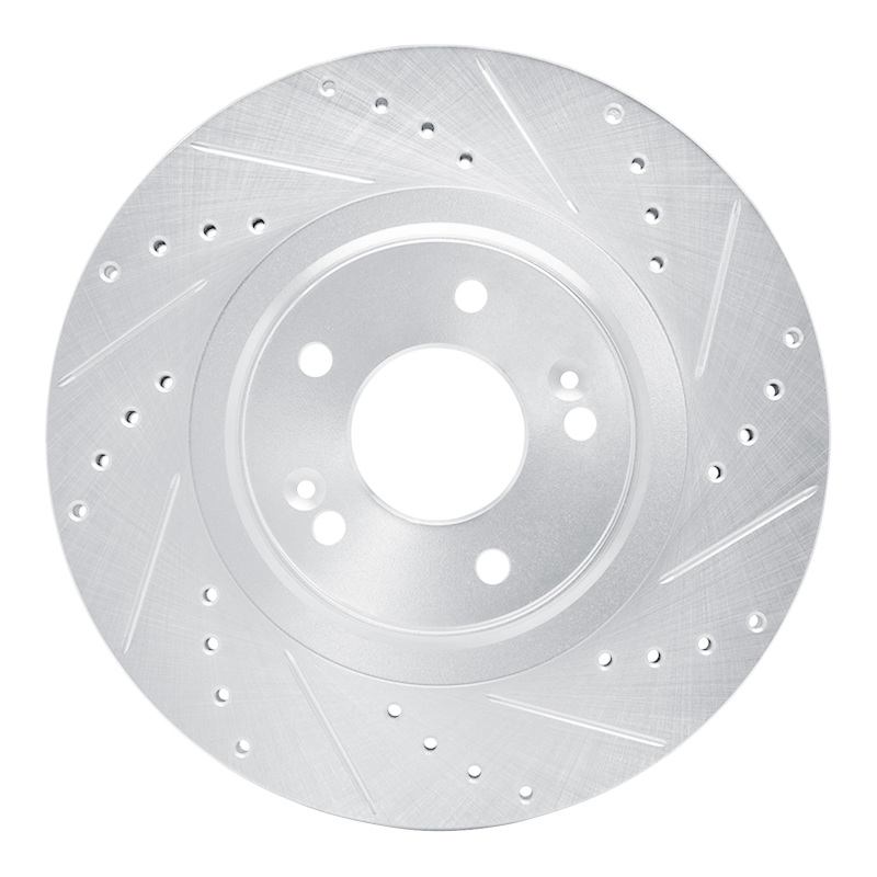 R1 13-20 Hyundai SANTA FE Front Right Drilled & Slotted Silver Brake Rotor
