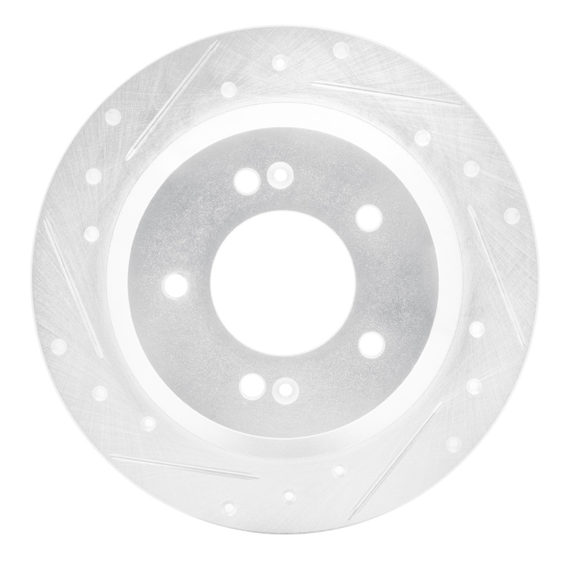 R1 14-23 Hyundai Kona Rear Left Drilled & Slotted Silver Brake Rotor