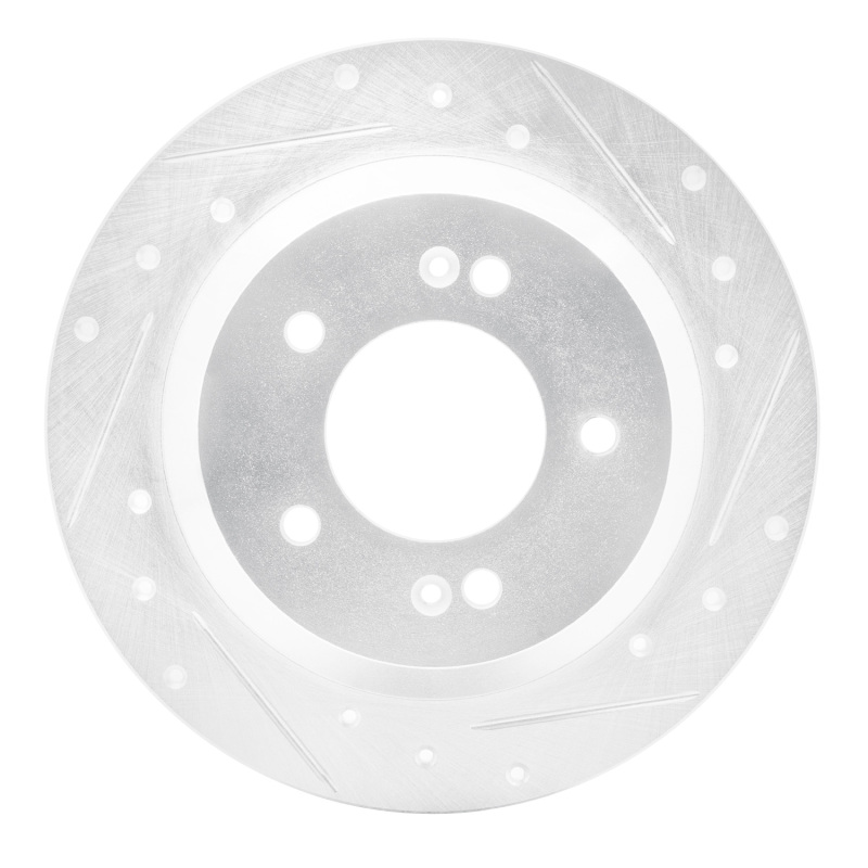 R1 14-23 Hyundai Kona Rear Right Drilled & Slotted Silver Brake Rotor