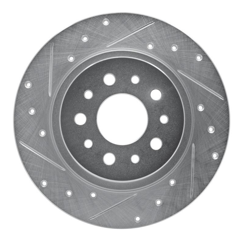 R1 14-19 Fiat 500L Rear Left Drilled & Slotted Silver Brake Rotor