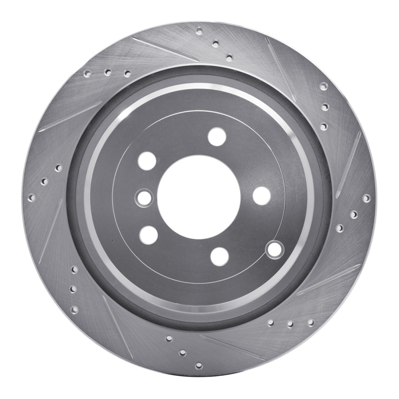 R1 06-12 Land Rover Range Rover Rear Right Drilled & Slotted Silver Brake Rotor