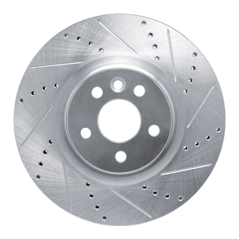 R1 15-19 Jaguar E-Pace Front Right Drilled & Slotted Silver Brake Rotor