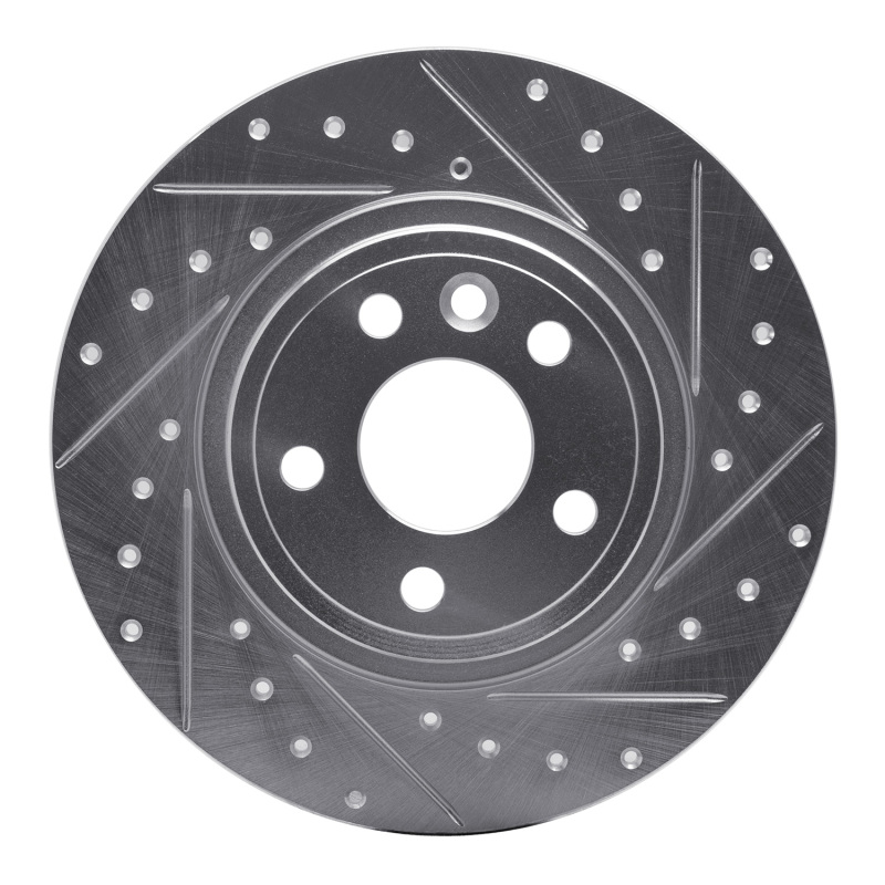 R1 15-20 Jaguar E-Pace Rear Right Drilled & Slotted Silver Brake Rotor