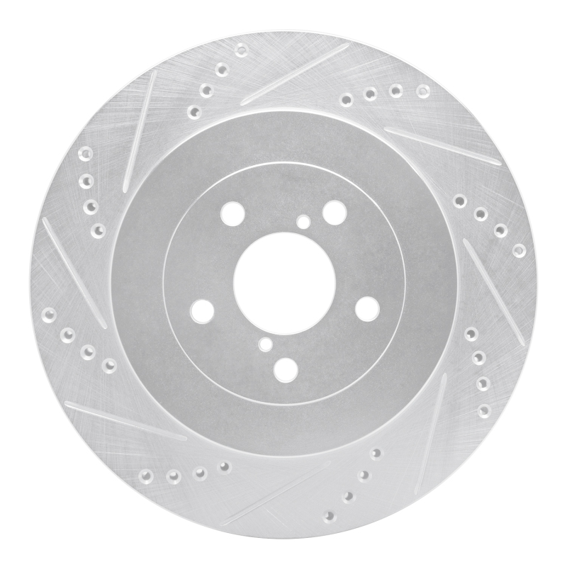 R1 03-04 Subaru Impreza Rear Left Drilled & Slotted Silver Brake Rotor