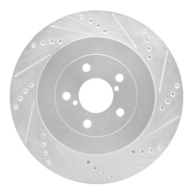 R1 03-04 Subaru Impreza Rear Right Drilled & Slotted Silver Brake Rotor