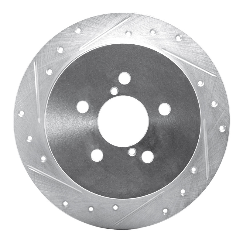 R1 05-09 Subaru Outback Rear Left Drilled & Slotted Silver Brake Rotor
