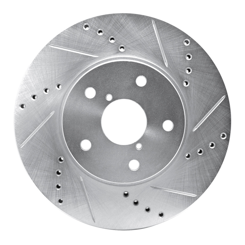 R1 15-19 Subaru Legacy Front Right Drilled & Slotted Silver Brake Rotor
