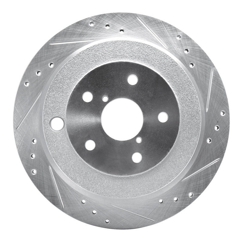 R1 06-14 Subaru B9 TRIBECA Rear Right Drilled & Slotted Silver Brake Rotor