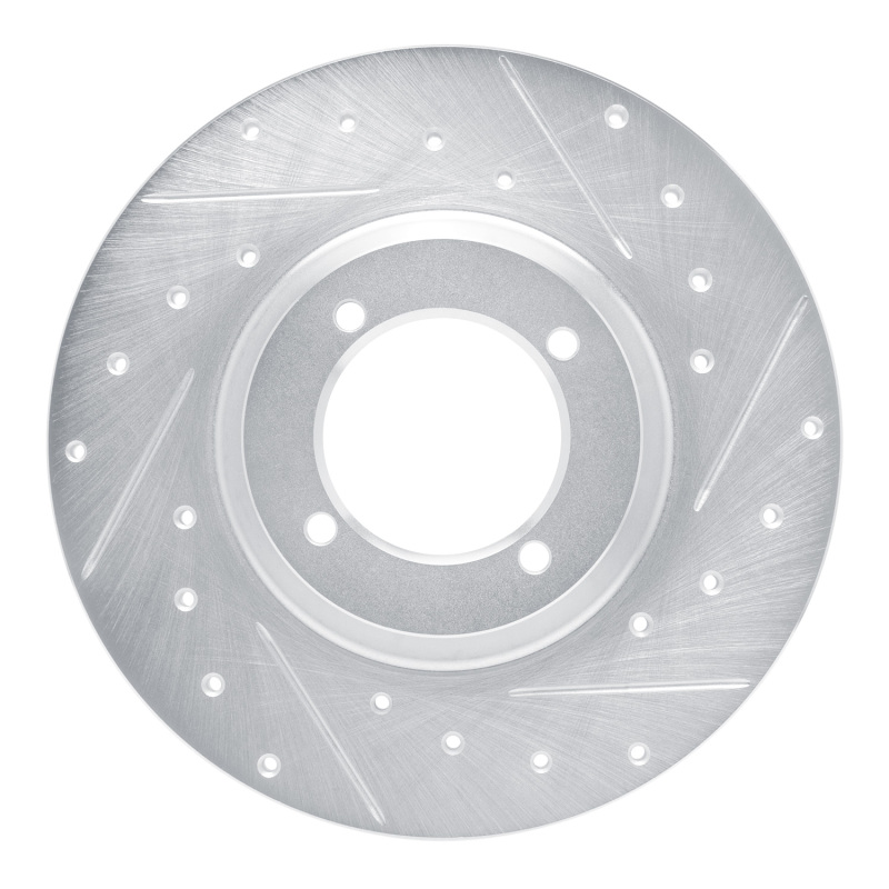 R1 61-76 Triumph TR250 Front Right Drilled & Slotted Silver Brake Rotor