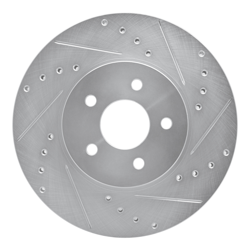 R1 01-08 Ford Mondeo (Mexico) Front Right Drilled & Slotted Silver Brake Rotor