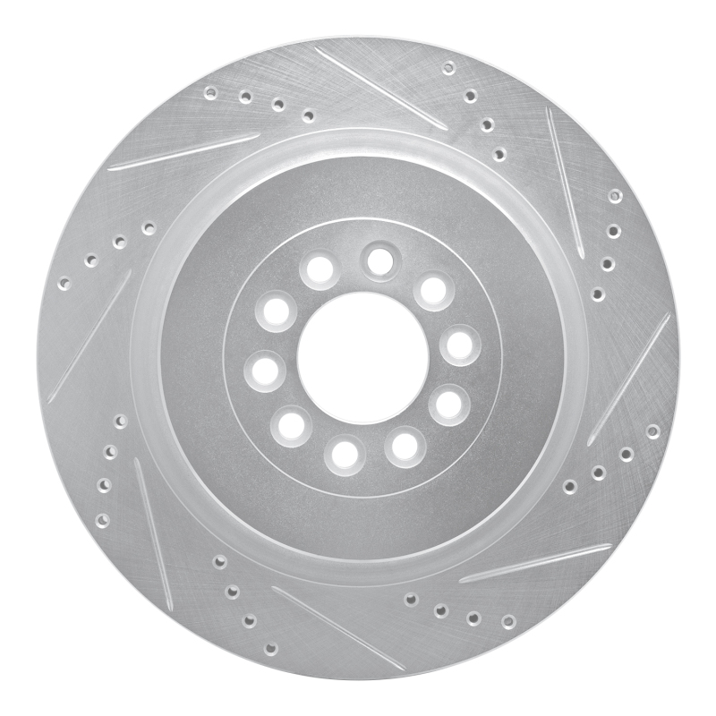 R1 03-05 Jaguar XJR Front Right Drilled & Slotted Silver Brake Rotor