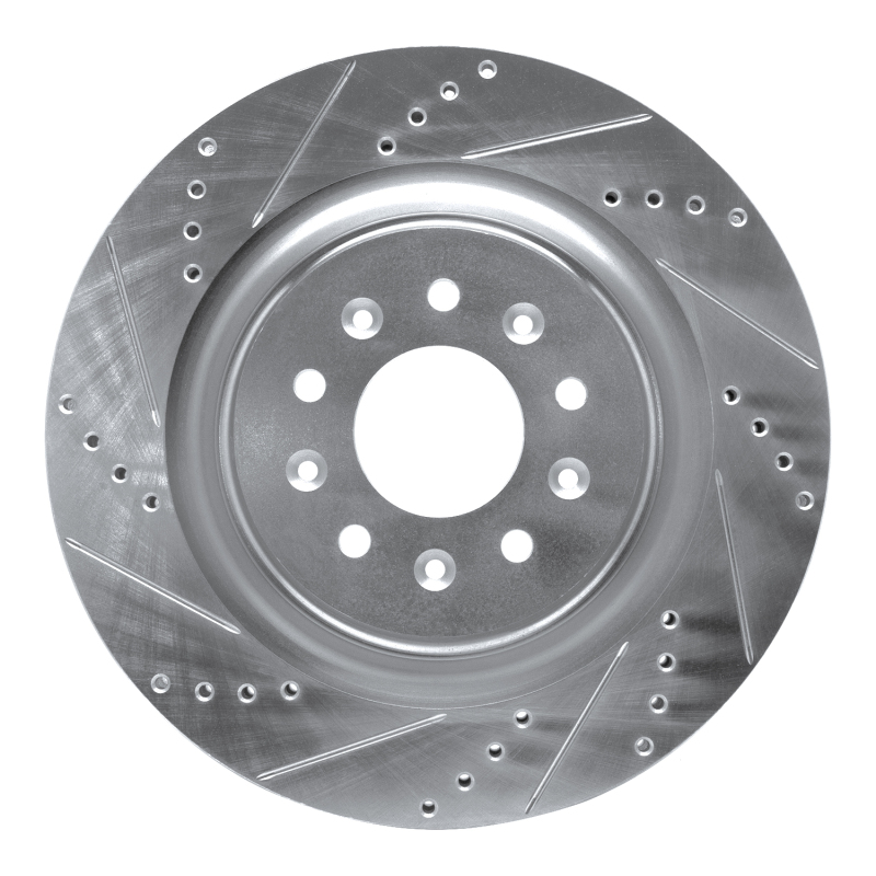 R1 00-06 Jaguar XJR Front Left Drilled & Slotted Silver Brake Rotor