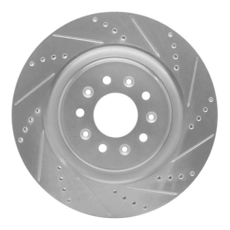 R1 00-06 Jaguar XJR Front Right Drilled & Slotted Silver Brake Rotor