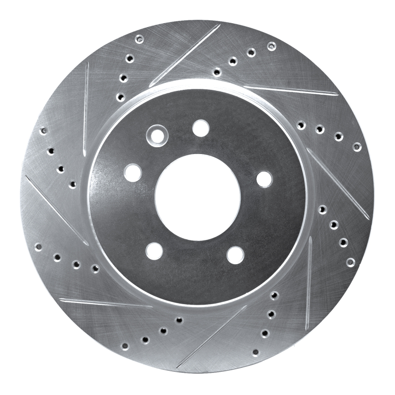 R1 00-06 Jaguar XKR Rear Left Drilled & Slotted Silver Brake Rotor