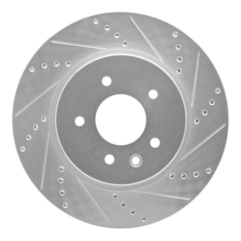R1 00-06 Jaguar XJR Rear Right Drilled & Slotted Silver Brake Rotor
