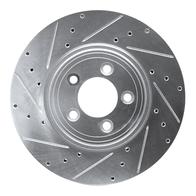 R1 06-10 Jaguar XF Front Left Drilled & Slotted Silver Brake Rotor