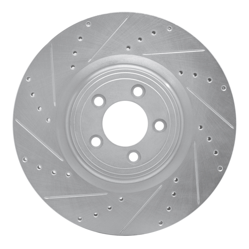 R1 06-21 Jaguar XKR Front Left Drilled & Slotted Silver Brake Rotor