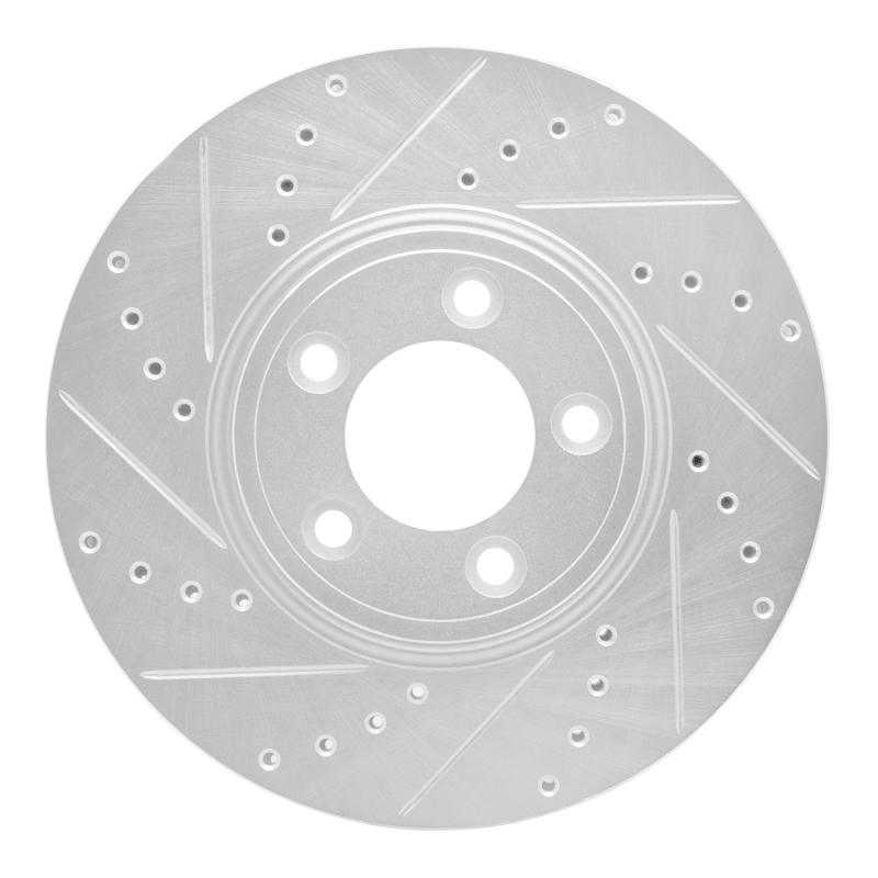 R1 06-08 Jaguar S-Type Front Left Drilled & Slotted Silver Brake Rotor