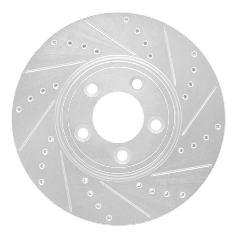 R1 06-08 Jaguar S-Type Front Right Drilled & Slotted Silver Brake Rotor