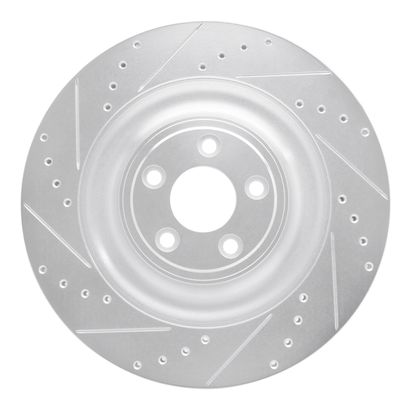 R1 10-24 Jaguar XFR Rear Left Drilled & Slotted Silver Brake Rotor