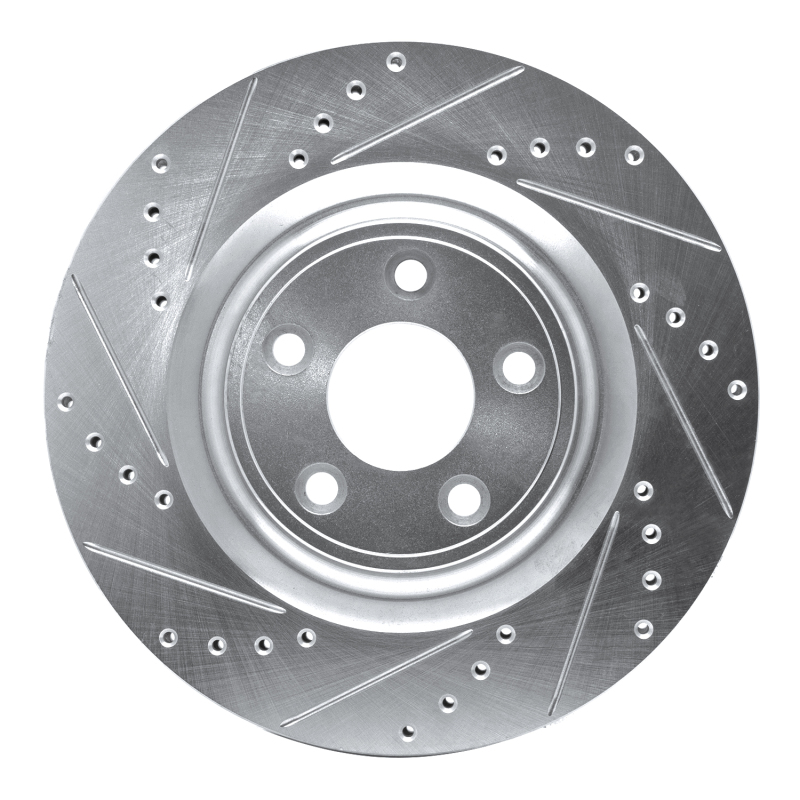 R1 14-21 Jaguar F-Type Rear Left Drilled & Slotted Silver Brake Rotor