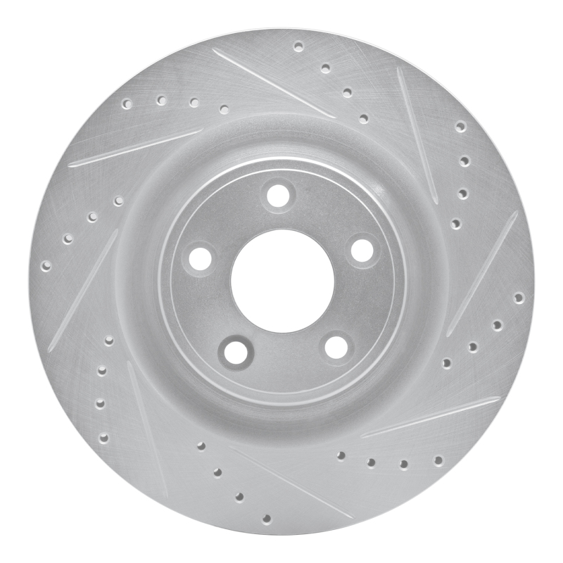 R1 14-21 Jaguar XJ Rear Right Drilled & Slotted Silver Brake Rotor