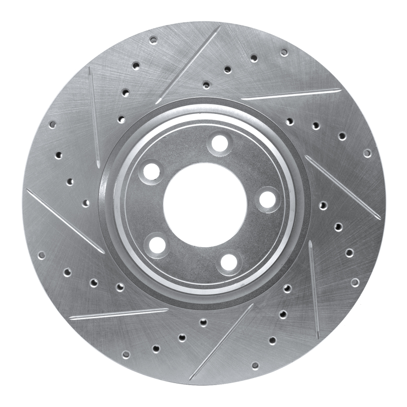 R1 03-05 Jaguar VanDEN PLAS Front Left Drilled & Slotted Silver Brake Rotor