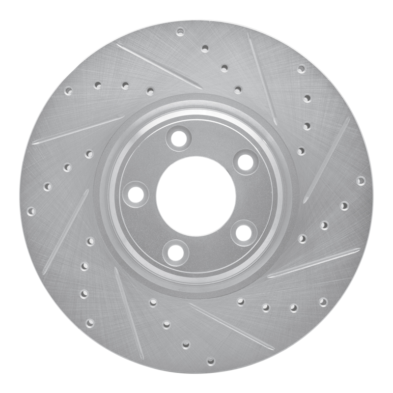 R1 03-05 Jaguar VanDEN PLAS Front Right Drilled & Slotted Silver Brake Rotor