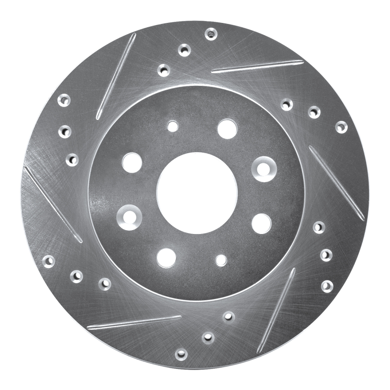 R1 03-05 Kia Rio Front Left Drilled & Slotted Silver Brake Rotor