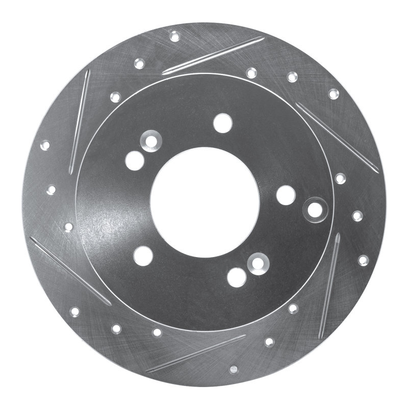 R1 07-12 Kia Rondo (Canada) Rear Left Drilled & Slotted Silver Brake Rotor