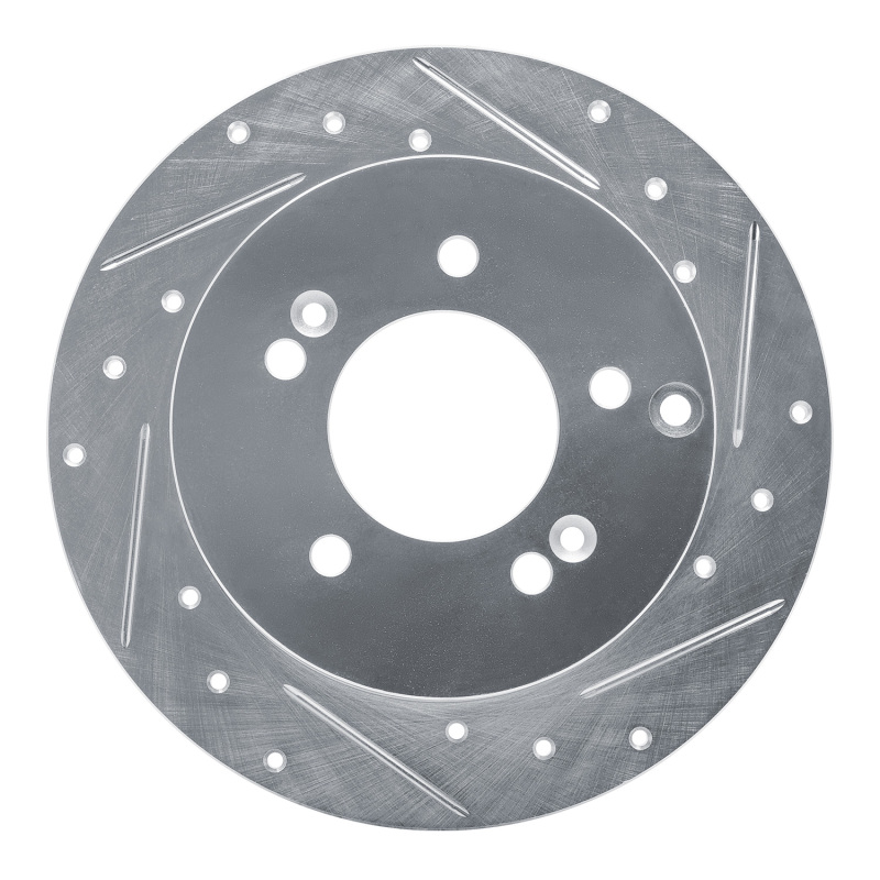 R1 07-12 Kia Rondo (Canada) Rear Right Drilled & Slotted Silver Brake Rotor