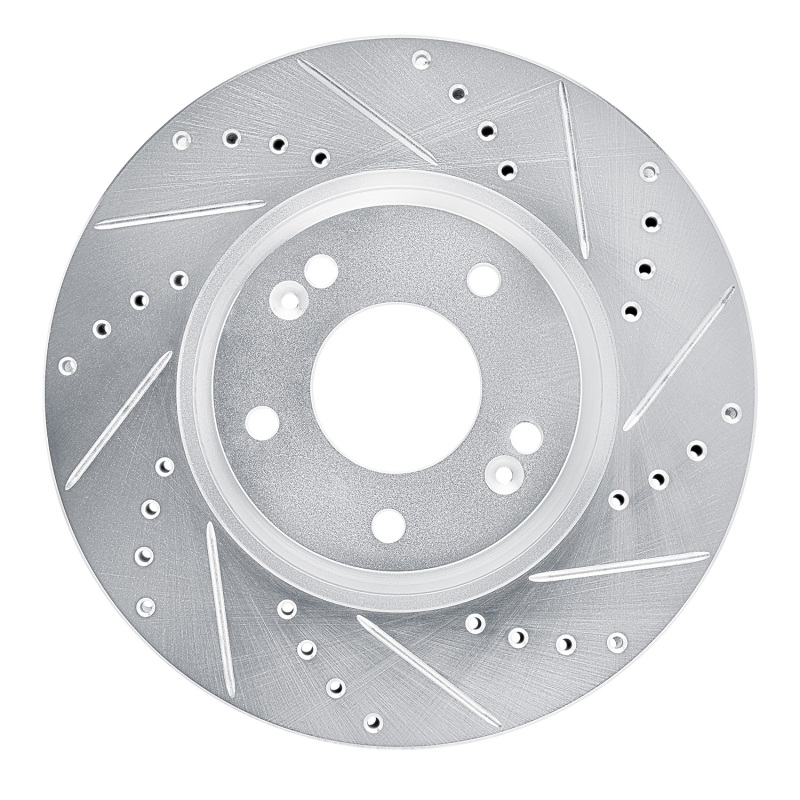 R1 15-19 Kia SOUL EV Front Right Drilled & Slotted Silver Brake Rotor