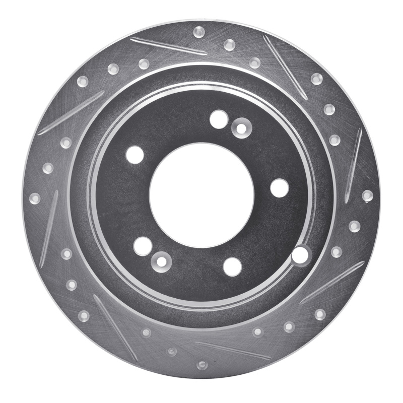 R1 04-06 Kia AMANTI Rear Right Drilled & Slotted Silver Brake Rotor