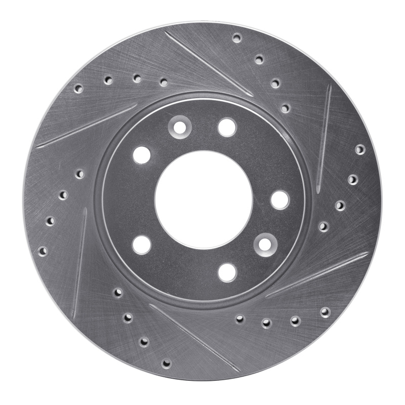 R1 02-02 Kia SEDONA Front Right Drilled & Slotted Silver Brake Rotor