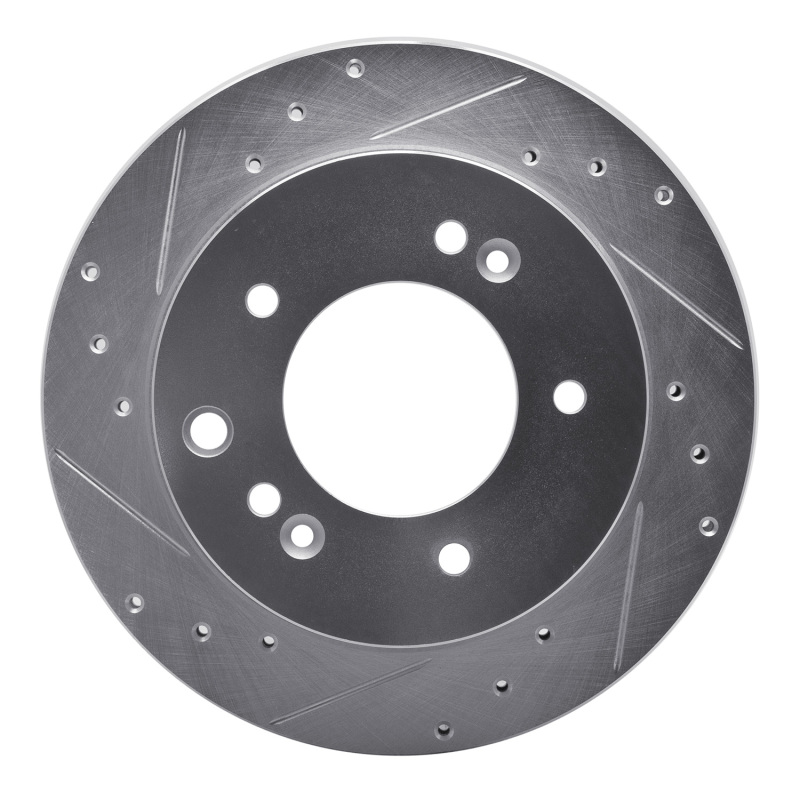 R1 03-06 Kia SORENTO Rear Left Drilled & Slotted Silver Brake Rotor