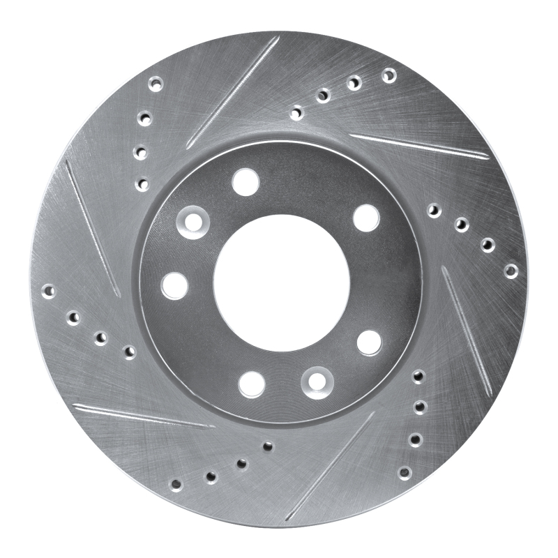 R1 03-05 Kia SEDONA Front Left Drilled & Slotted Silver Brake Rotor