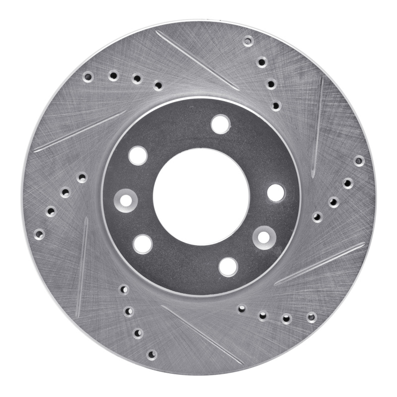 R1 03-05 Kia SEDONA Front Right Drilled & Slotted Silver Brake Rotor