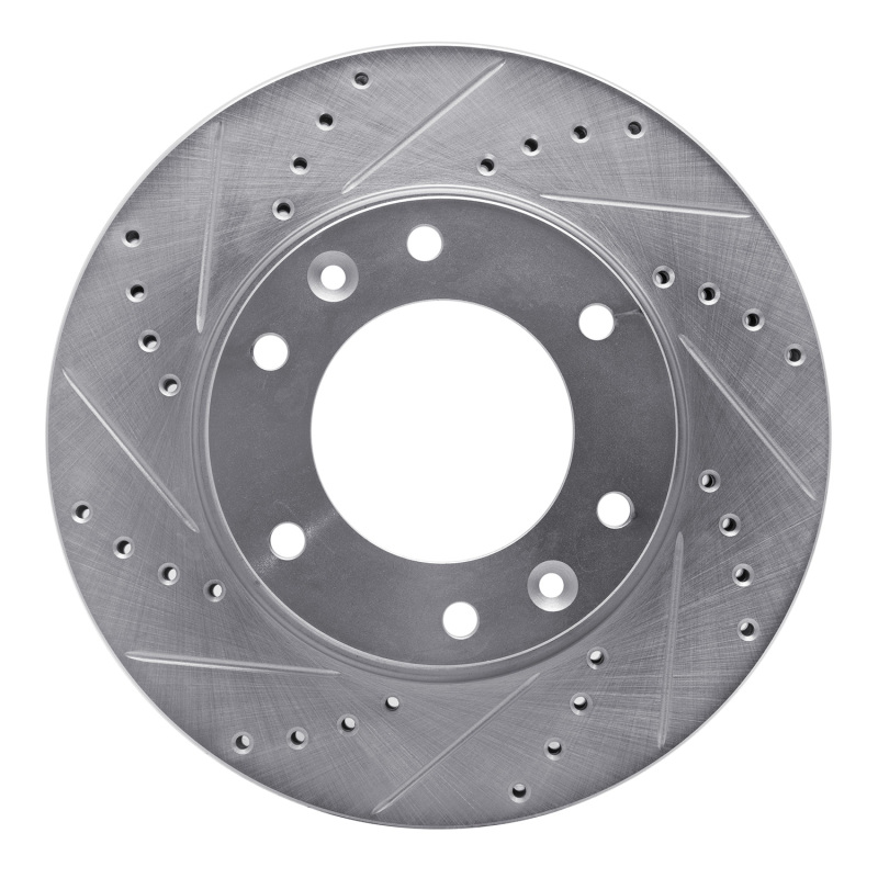 R1 06-14 Hyundai Entourage Front Left Drilled & Slotted Silver Brake Rotor