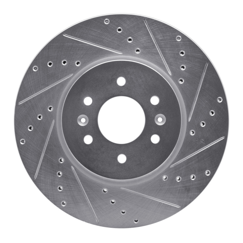R1 09-10 Kia BORREGO Front Right Drilled & Slotted Silver Brake Rotor