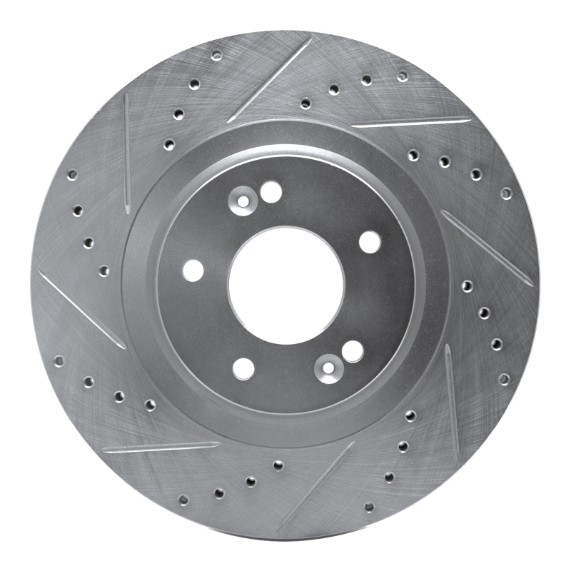 R1 15-20 Kia SORENTO Front Left Drilled & Slotted Silver Brake Rotor