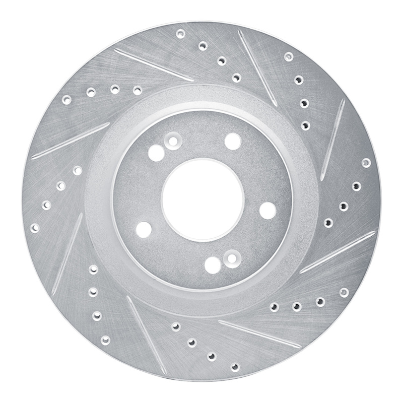 R1 15-20 Kia SORENTO Front Right Drilled & Slotted Silver Brake Rotor