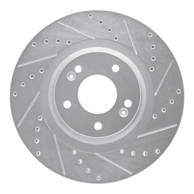 R1 15-21 Kia SEDONA Front Right Drilled & Slotted Silver Brake Rotor