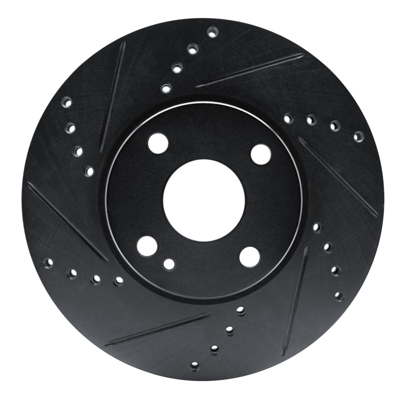 R1 16-25 Mazda 2 (Mexico) Front Left Drilled & Slotted Black Brake Rotor