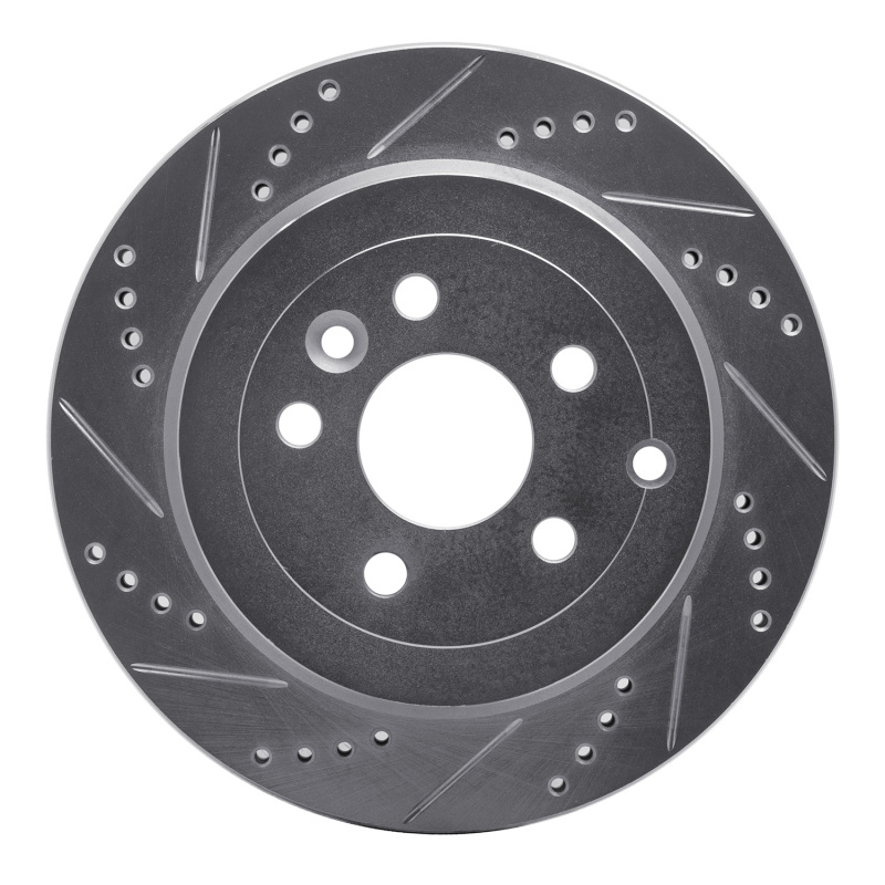 R1 08-12 Land Rover LR2 Rear Left Drilled & Slotted Silver Brake Rotor